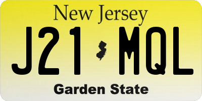 NJ license plate J21MQL