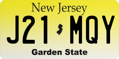 NJ license plate J21MQY