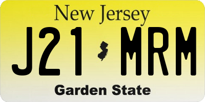 NJ license plate J21MRM