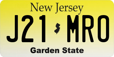 NJ license plate J21MRO