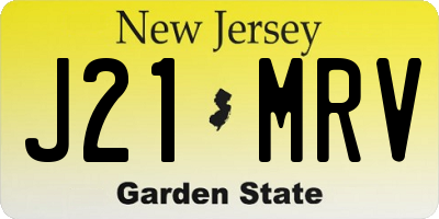 NJ license plate J21MRV