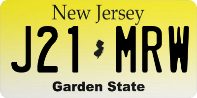 NJ license plate J21MRW
