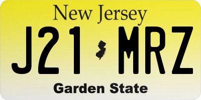 NJ license plate J21MRZ