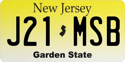 NJ license plate J21MSB
