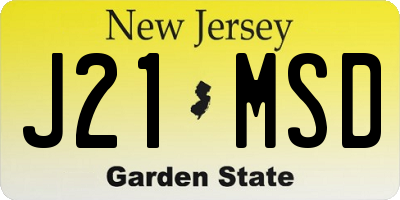NJ license plate J21MSD