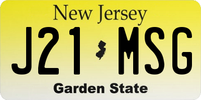 NJ license plate J21MSG