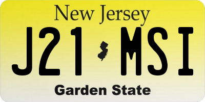 NJ license plate J21MSI