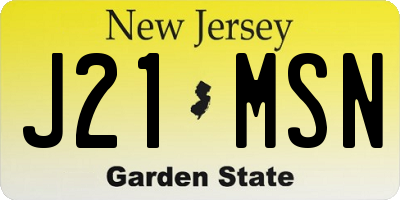 NJ license plate J21MSN