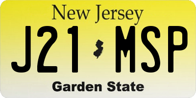 NJ license plate J21MSP