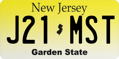 NJ license plate J21MST