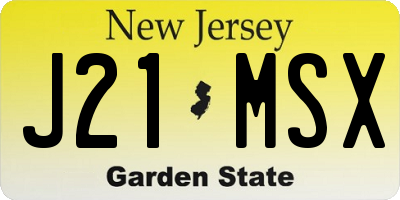 NJ license plate J21MSX