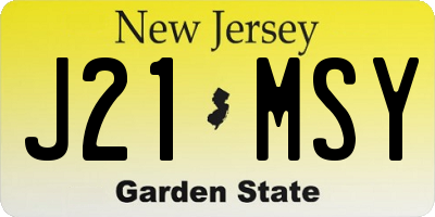 NJ license plate J21MSY