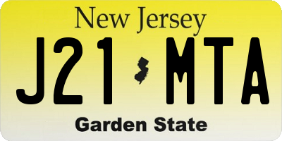 NJ license plate J21MTA