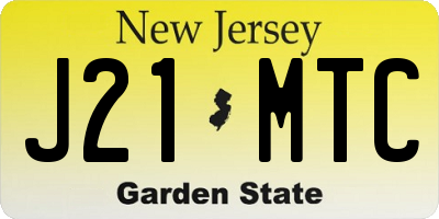 NJ license plate J21MTC