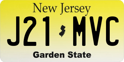 NJ license plate J21MVC
