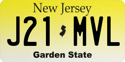 NJ license plate J21MVL
