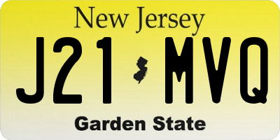 NJ license plate J21MVQ