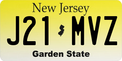 NJ license plate J21MVZ