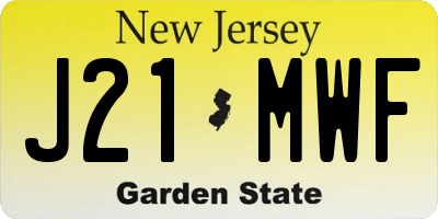 NJ license plate J21MWF