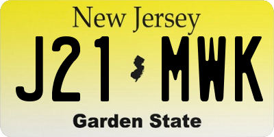 NJ license plate J21MWK