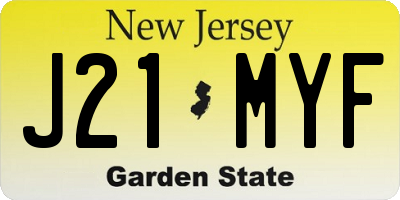 NJ license plate J21MYF