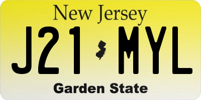 NJ license plate J21MYL