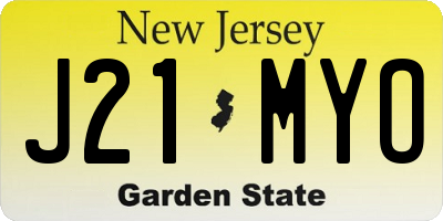 NJ license plate J21MYO