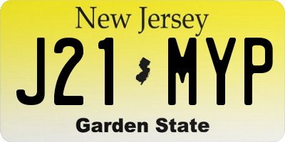 NJ license plate J21MYP