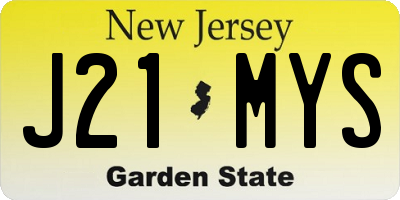 NJ license plate J21MYS