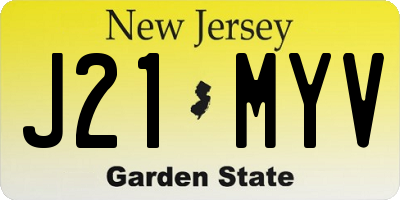 NJ license plate J21MYV