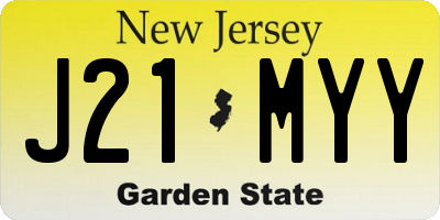 NJ license plate J21MYY