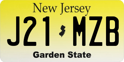 NJ license plate J21MZB