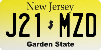 NJ license plate J21MZD
