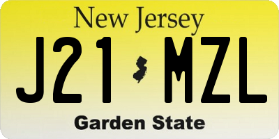 NJ license plate J21MZL