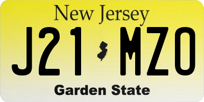 NJ license plate J21MZO