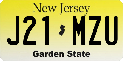 NJ license plate J21MZU