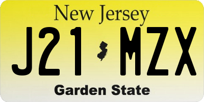 NJ license plate J21MZX