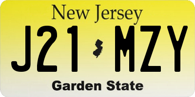 NJ license plate J21MZY