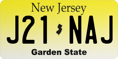 NJ license plate J21NAJ