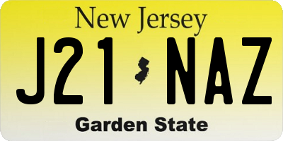 NJ license plate J21NAZ