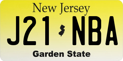 NJ license plate J21NBA
