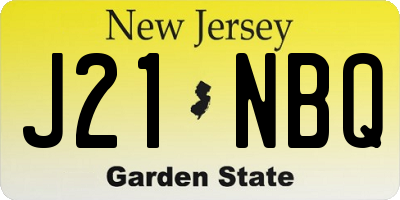 NJ license plate J21NBQ