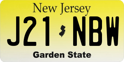 NJ license plate J21NBW