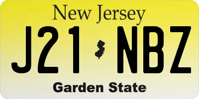 NJ license plate J21NBZ