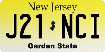 NJ license plate J21NCI