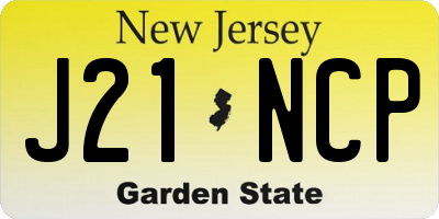 NJ license plate J21NCP