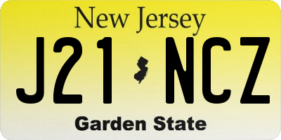 NJ license plate J21NCZ