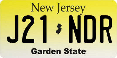 NJ license plate J21NDR
