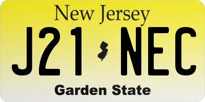 NJ license plate J21NEC
