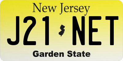 NJ license plate J21NET